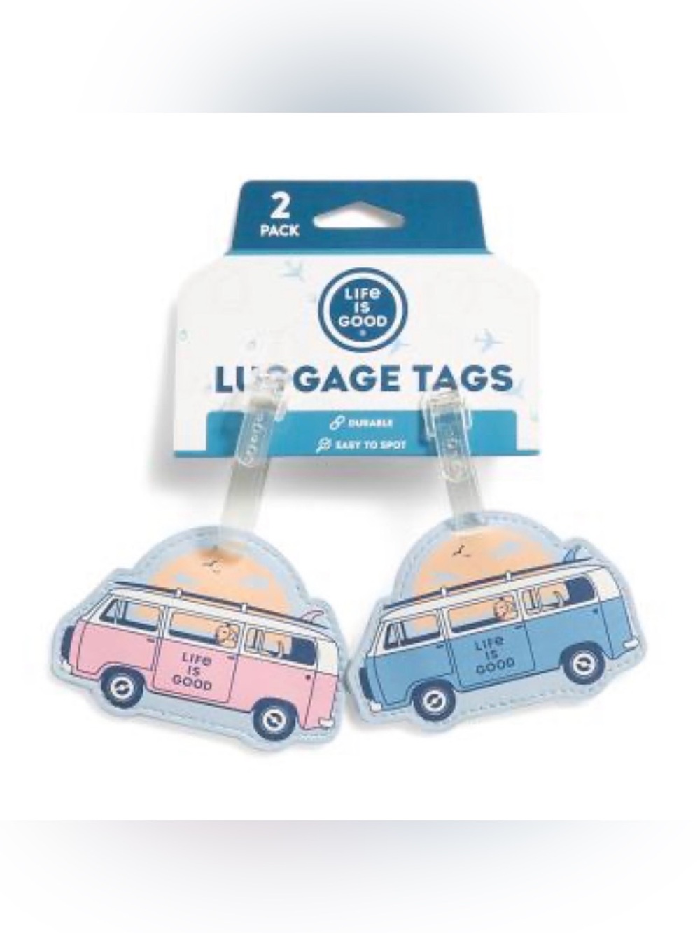 NWT LIFE IS GOOD  2pc 70s van luggage tags set